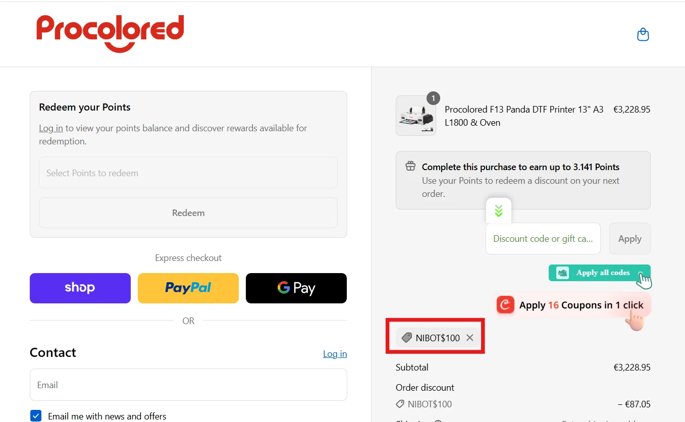 Use Discount Code NIBOT$100 for $100 OFF Sitewide at procolored.com